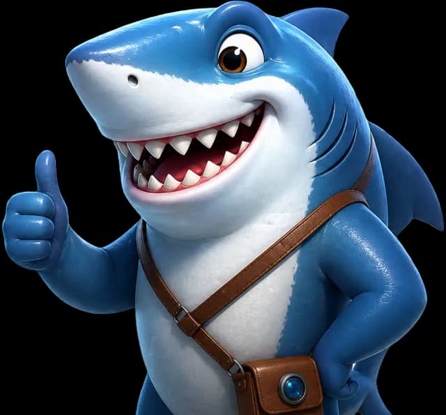 PhotoShark mascot thumbs up
